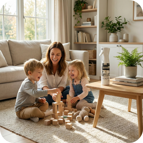 Family breathing clean air